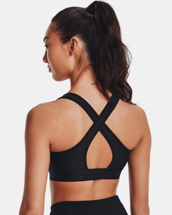 Women's Armour® Mid Crossback Pride Sports Bra in Black image number 2
